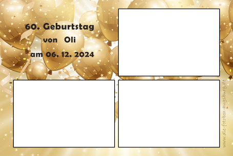 Glänzendes Geburtstags-Fotobox-Layout mit goldenen Luftballons.