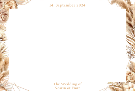 Dezentes Fotobox-Layout mit Blumen in Beige für klassische Feiern.