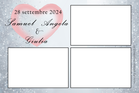 Fotobox-Layout mit grauem Hintergrund und rosa Herz für romantische Feiern.
